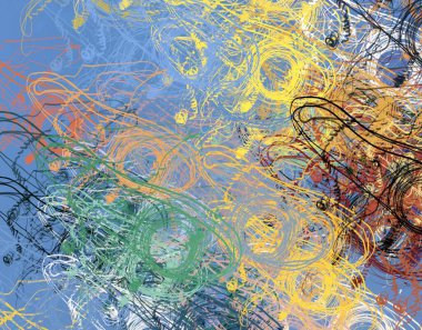 Soyut arka plan sanatı. 2D çizim. Etkileyici yağlı boya resim. Tuvalde fırça darbeleri. Modern sanat. Çok renkli arkaplan. Çağdaş sanat. İfade. Sanatsal dijital palet.