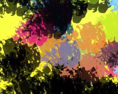 Soyut arka plan sanatı. 2D çizim. Etkileyici yağlı boya resim. Tuvalde fırça darbeleri. Modern sanat. Çok renkli arkaplan. Çağdaş sanat. İfade. Sanatsal dijital palet.