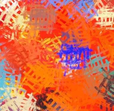 Soyut arka plan sanatı. 2D çizim. Etkileyici yağlı boya resim. Tuvalde fırça darbeleri. Modern sanat. Çok renkli arkaplan. Çağdaş sanat. İfade. Sanatsal dijital palet.