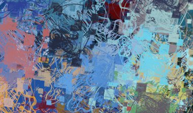 Soyut arka plan sanatı. 2D çizim. Etkileyici yağlı boya resim. Tuvalde fırça darbeleri. Modern sanat. Çok renkli arkaplan. Çağdaş sanat. İfade. Sanatsal dijital palet.