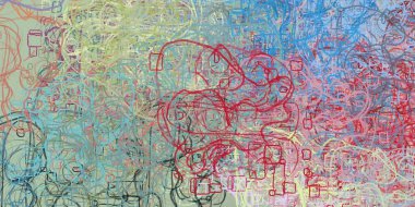 Soyut arka plan sanatı. 2D çizim. Etkileyici yağlı boya resim. Tuvalde fırça darbeleri. Modern sanat. Çok renkli arkaplan. Çağdaş sanat. İfade. Sanatsal dijital palet.