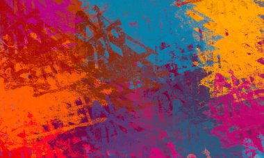 Soyut arka plan sanatı. 2D çizim. Etkileyici yağlı boya resim. Tuvalde fırça darbeleri. Modern sanat. Çok renkli arkaplan. Çağdaş sanat. İfade. Sanatsal dijital palet.