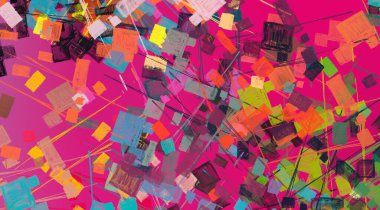 Soyut arka plan sanatı. 2D çizim. Etkileyici yağlı boya resim. Tuvalde fırça darbeleri. Modern sanat. Çok renkli arkaplan. Çağdaş sanat. İfade. Sanatsal dijital palet.