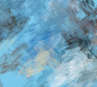 Soyut arka plan sanatı. 2D çizim. Etkileyici yağlı boya resim. Tuvalde fırça darbeleri. Modern sanat. Çok renkli arkaplan. Çağdaş sanat. İfade. Sanatsal dijital palet.