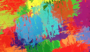 Soyut arka plan sanatı. 2D çizim. Etkileyici yağlı boya resim. Tuvalde fırça darbeleri. Modern sanat. Çok renkli arkaplan. Çağdaş sanat. İfade. Sanatsal dijital palet.