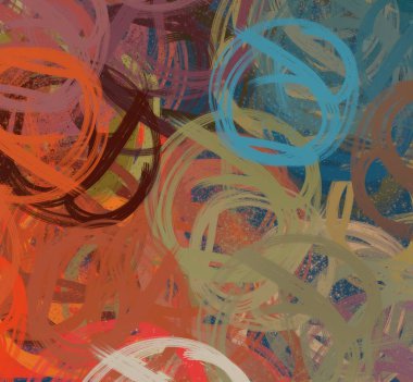 Soyut arka plan sanatı. 2D çizim. Etkileyici yağlı boya resim. Tuvalde fırça darbeleri. Modern sanat. Çok renkli arkaplan. Çağdaş sanat. İfade. Sanatsal dijital palet.