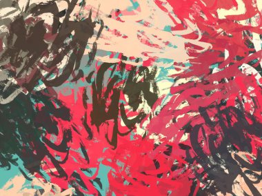 Soyut arka plan sanatı. 2D çizim. Etkileyici yağlı boya resim. Tuvalde fırça darbeleri. Modern sanat. Çok renkli arkaplan. Çağdaş sanat. İfade. Sanatsal dijital palet.