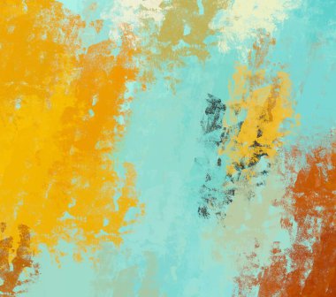 Soyut arka plan sanatı. 2D çizim. Etkileyici yağlı boya resim. Tuvalde fırça darbeleri. Modern sanat. Çok renkli arkaplan. Çağdaş sanat. İfade. Sanatsal dijital palet.