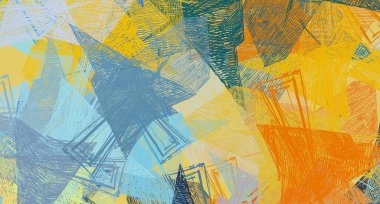 Soyut arka plan sanatı. 2D çizim. Etkileyici yağlı boya resim. Tuvalde fırça darbeleri. Modern sanat. Çok renkli arkaplan. Çağdaş sanat. İfade. Sanatsal dijital palet.