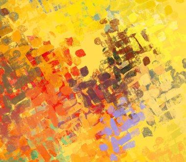 Soyut arka plan sanatı. 2D çizim. Etkileyici yağlı boya resim. Tuvalde fırça darbeleri. Modern sanat. Çok renkli arkaplan. Çağdaş sanat. İfade. Sanatsal dijital palet.