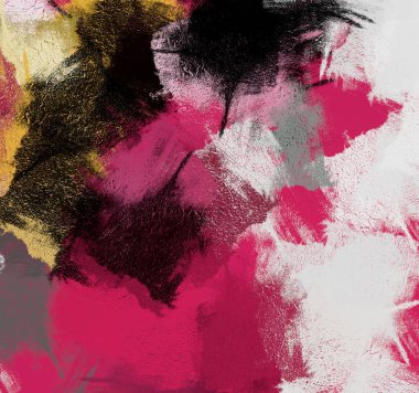 Soyut arka plan sanatı. 2D çizim. Etkileyici yağlı boya resim. Tuvalde fırça darbeleri. Modern sanat. Çok renkli arkaplan. Çağdaş sanat. İfade. Sanatsal dijital palet.