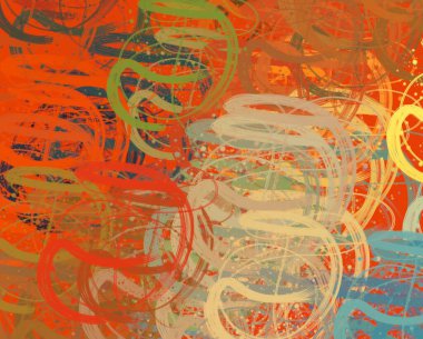 Soyut arka plan sanatı. 2D çizim. Etkileyici yağlı boya resim. Tuvalde fırça darbeleri. Modern sanat. Çok renkli arkaplan. Çağdaş sanat. İfade. Sanatsal dijital palet.