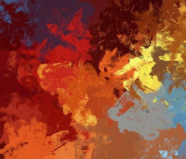 Soyut arka plan sanatı. 2D çizim. Etkileyici yağlı boya resim. Tuvalde fırça darbeleri. Modern sanat. Çok renkli arkaplan. Çağdaş sanat. İfade. Sanatsal dijital palet.