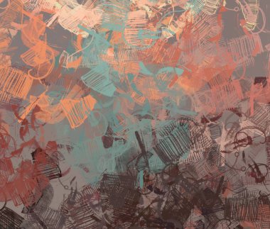 Soyut arka plan sanatı. 2D çizim. Etkileyici yağlı boya resim. Tuvalde fırça darbeleri. Modern sanat. Çok renkli arkaplan. Çağdaş sanat. İfade. Sanatsal dijital palet.