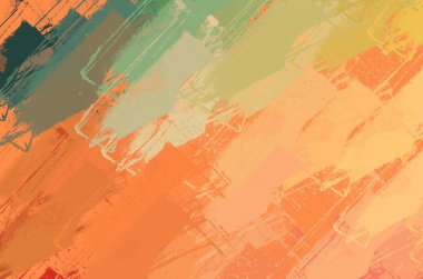 Soyut arka plan sanatı. 2D çizim. Etkileyici yağlı boya resim. Tuvalde fırça darbeleri. Modern sanat. Çok renkli arkaplan. Çağdaş sanat. İfade. Sanatsal dijital palet.