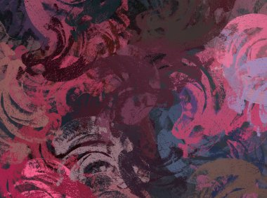 Soyut arka plan sanatı. 2D çizim. Etkileyici yağlı boya resim. Tuvalde fırça darbeleri. Modern sanat. Çok renkli arkaplan. Çağdaş sanat. İfade. Sanatsal dijital palet.