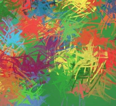 Soyut arka plan sanatı. 2D çizim. Etkileyici yağlı boya resim. Tuvalde fırça darbeleri. Modern sanat. Çok renkli arkaplan. Çağdaş sanat. İfade. Sanatsal dijital palet.