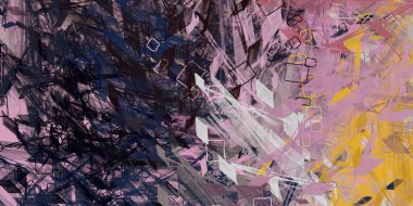 Soyut arka plan sanatı. 2D çizim. Etkileyici yağlı boya resim. Tuvalde fırça darbeleri. Modern sanat. Çok renkli arkaplan. Çağdaş sanat. İfade. Sanatsal dijital palet.