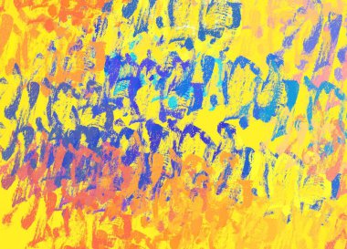 Soyut arka plan sanatı. 2D çizim. Etkileyici yağlı boya resim. Tuvalde fırça darbeleri. Modern sanat. Çok renkli arkaplan. Çağdaş sanat. İfade. Sanatsal dijital palet.
