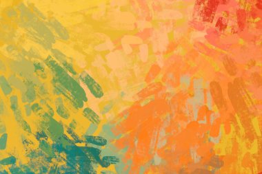 Soyut arka plan sanatı. 2D çizim. Etkileyici yağlı boya resim. Tuvalde fırça darbeleri. Modern sanat. Çok renkli arkaplan. Çağdaş sanat. İfade. Sanatsal dijital palet.