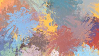 Soyut arka plan sanatı. 2D çizim. Etkileyici yağlı boya resim. Tuvalde fırça darbeleri. Modern sanat. Çok renkli arkaplan. Çağdaş sanat. İfade. Sanatsal dijital palet.