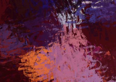 Soyut arka plan sanatı. 2D çizim. Etkileyici yağlı boya resim. Tuvalde fırça darbeleri. Modern sanat. Çok renkli arkaplan. Çağdaş sanat. İfade. Sanatsal dijital palet.