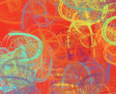 Soyut arka plan sanatı. 2D çizim. Etkileyici yağlı boya resim. Tuvalde fırça darbeleri. Modern sanat. Çok renkli arkaplan. Çağdaş sanat. İfade. Sanatsal dijital palet.