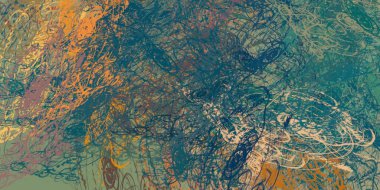 Soyut arka plan sanatı. 2D çizim. Etkileyici yağlı boya resim. Tuvalde fırça darbeleri. Modern sanat. Çok renkli arkaplan. Çağdaş sanat. İfade. Sanatsal dijital palet.