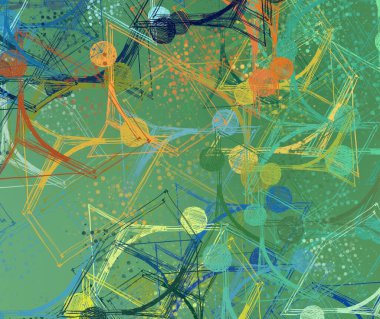 Soyut arka plan sanatı. 2D çizim. Etkileyici yağlı boya resim. Tuvalde fırça darbeleri. Modern sanat. Çok renkli arkaplan. Çağdaş sanat. İfade. Sanatsal dijital palet.