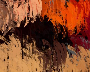 Soyut arka plan sanatı. 2D çizim. Etkileyici yağlı boya resim. Tuvalde fırça darbeleri. Modern sanat. Çok renkli arkaplan. Çağdaş sanat. İfade. Sanatsal dijital palet.