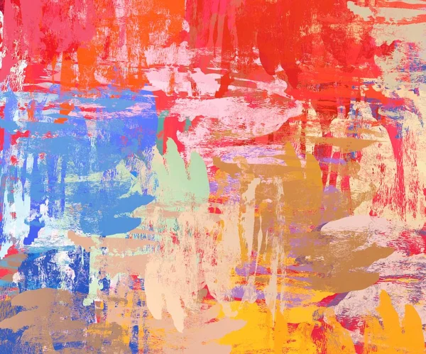 Soyut arka plan sanatı. 2D çizim. Etkileyici yağlı boya resim. Tuvalde fırça darbeleri. Modern sanat. Çok renkli arkaplan. Çağdaş sanat. İfade. Sanatsal dijital palet.