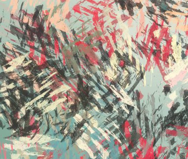 Soyut arka plan sanatı. 2D çizim. Etkileyici yağlı boya resim. Tuvalde fırça darbeleri. Modern sanat. Çok renkli arkaplan. Çağdaş sanat. İfade. Sanatsal dijital palet.