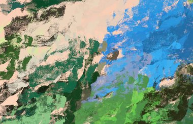 Soyut arka plan sanatı. 2D çizim. Etkileyici yağlı boya resim. Tuvalde fırça darbeleri. Modern sanat. Çok renkli arkaplan. Çağdaş sanat. İfade. Sanatsal dijital palet.