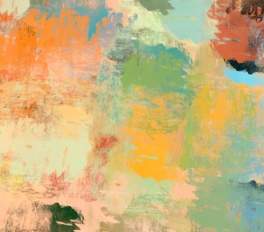 Soyut arka plan sanatı. 2D çizim. Etkileyici yağlı boya resim. Tuvalde fırça darbeleri. Modern sanat. Çok renkli arkaplan. Çağdaş sanat. İfade. Sanatsal dijital palet.