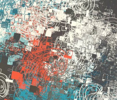 Soyut arka plan sanatı. 2D çizim. Etkileyici yağlı boya resim. Tuvalde fırça darbeleri. Modern sanat. Çok renkli arkaplan. Çağdaş sanat. İfade. Sanatsal dijital palet.