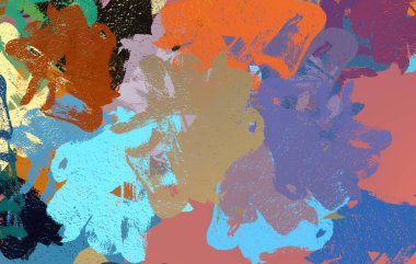 Soyut arka plan sanatı. 2D çizim. Etkileyici yağlı boya resim. Tuvalde fırça darbeleri. Modern sanat. Çok renkli arkaplan. Çağdaş sanat. İfade. Sanatsal dijital palet.