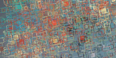 Soyut arka plan sanatı. 2D çizim. Etkileyici yağlı boya resim. Tuvalde fırça darbeleri. Modern sanat. Çok renkli arkaplan. Çağdaş sanat. İfade. Sanatsal dijital palet.