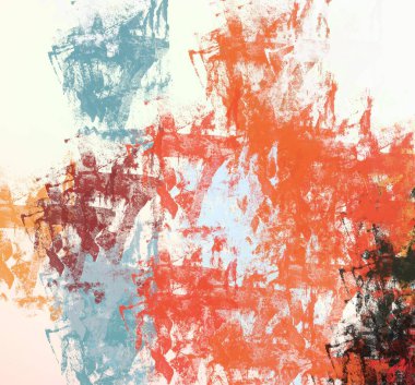 Soyut arka plan sanatı. 2D çizim. Etkileyici yağlı boya resim. Tuvalde fırça darbeleri. Modern sanat. Çok renkli arkaplan. Çağdaş sanat. İfade. Sanatsal dijital palet.