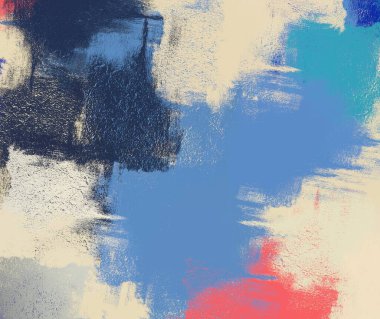 Soyut arka plan sanatı. 2D çizim. Etkileyici yağlı boya resim. Tuvalde fırça darbeleri. Modern sanat. Çok renkli arkaplan. Çağdaş sanat. İfade. Sanatsal dijital palet.