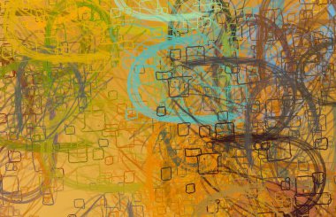 Soyut arka plan sanatı. 2D çizim. Etkileyici yağlı boya resim. Tuvalde fırça darbeleri. Modern sanat. Çok renkli arkaplan. Çağdaş sanat. İfade. Sanatsal dijital palet.