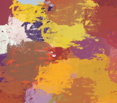 Soyut arka plan sanatı. 2D çizim. Etkileyici yağlı boya resim. Tuvalde fırça darbeleri. Modern sanat. Çok renkli arkaplan. Çağdaş sanat. İfade. Sanatsal dijital palet.