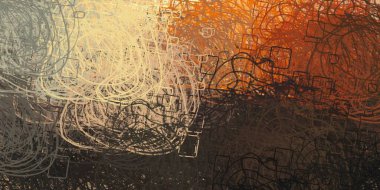 Soyut arka plan sanatı. 2D çizim. Etkileyici yağlı boya resim. Tuvalde fırça darbeleri. Modern sanat. Çok renkli arkaplan. Çağdaş sanat. İfade. Sanatsal dijital palet.