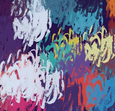 Soyut arka plan sanatı. 2D çizim. Etkileyici yağlı boya resim. Tuvalde fırça darbeleri. Modern sanat. Çok renkli arkaplan. Çağdaş sanat. İfade. Sanatsal dijital palet.