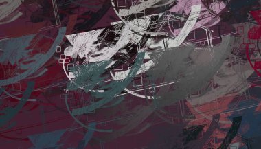 Soyut arka plan sanatı. 2D çizim. Etkileyici yağlı boya resim. Tuvalde fırça darbeleri. Modern sanat. Çok renkli arkaplan. Çağdaş sanat. İfade. Sanatsal dijital palet.