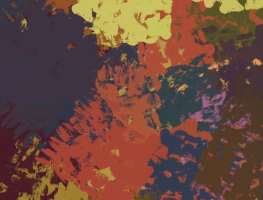 Soyut arka plan sanatı. 2D çizim. Etkileyici yağlı boya resim. Tuvalde fırça darbeleri. Modern sanat. Çok renkli arkaplan. Çağdaş sanat. İfade. Sanatsal dijital palet.