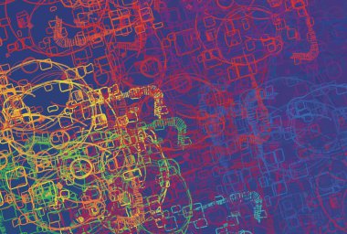 Soyut arka plan sanatı. 2D çizim. Etkileyici yağlı boya resim. Tuvalde fırça darbeleri. Modern sanat. Çok renkli arkaplan. Çağdaş sanat. İfade. Sanatsal dijital palet.