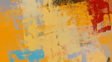 Soyut arka plan sanatı. 2D çizim. Etkileyici yağlı boya resim. Tuvalde fırça darbeleri. Modern sanat. Çok renkli arkaplan. Çağdaş sanat. İfade. Sanatsal dijital palet.