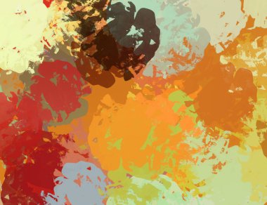 Soyut arka plan sanatı. 2D çizim. Etkileyici yağlı boya resim. Tuvalde fırça darbeleri. Modern sanat. Çok renkli arkaplan. Çağdaş sanat. İfade. Sanatsal dijital palet.
