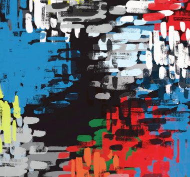 Soyut arka plan sanatı. 2D çizim. Etkileyici yağlı boya resim. Tuvalde fırça darbeleri. Modern sanat. Çok renkli arkaplan. Çağdaş sanat. İfade. Sanatsal dijital palet.