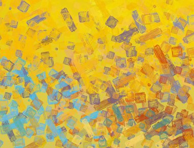 Soyut arka plan sanatı. 2D çizim. Etkileyici yağlı boya resim. Tuvalde fırça darbeleri. Modern sanat. Çok renkli arkaplan. Çağdaş sanat. İfade. Sanatsal dijital palet.